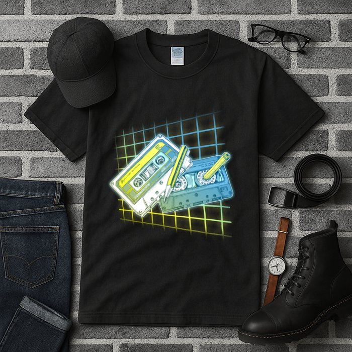 Retro 80's Rewind Cassette Tapes Broken Pencil Tall T-Shirt