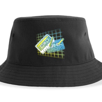 Retro 80's Rewind Cassette Tapes Broken Pencil Sustainable Bucket Hat
