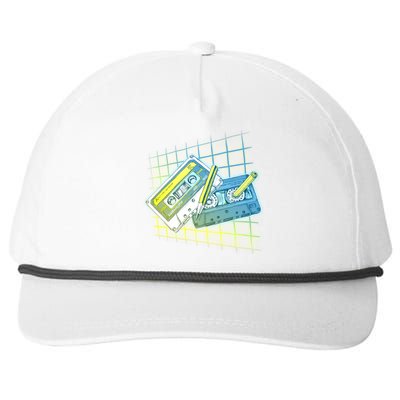 Retro 80's Rewind Cassette Tapes Broken Pencil Snapback Five-Panel Rope Hat