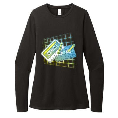 Retro 80's Rewind Cassette Tapes Broken Pencil Womens CVC Long Sleeve Shirt