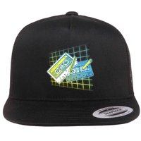 Retro 80's Rewind Cassette Tapes Broken Pencil Flat Bill Trucker Hat