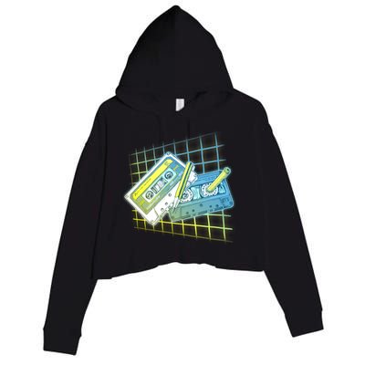 Retro 80's Rewind Cassette Tapes Broken Pencil Crop Fleece Hoodie