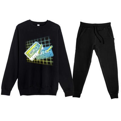 Retro 80's Rewind Cassette Tapes Broken Pencil Premium Crewneck Sweatsuit Set