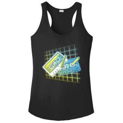 Retro 80's Rewind Cassette Tapes Broken Pencil Ladies PosiCharge Competitor Racerback Tank