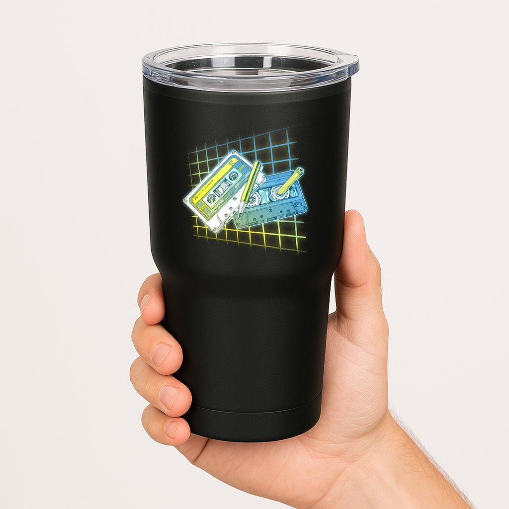 Retro 80's Rewind Cassette Tapes Broken Pencil Tumbler