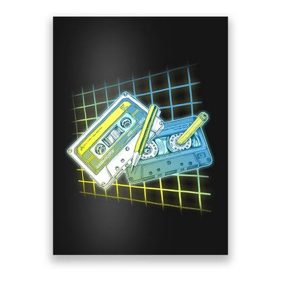 Retro 80's Rewind Cassette Tapes Broken Pencil Poster