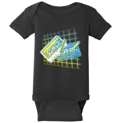 Retro 80's Rewind Cassette Tapes Broken Pencil Baby Bodysuit