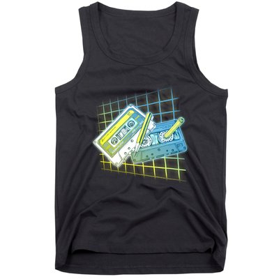 Retro 80's Rewind Cassette Tapes Broken Pencil Tank Top