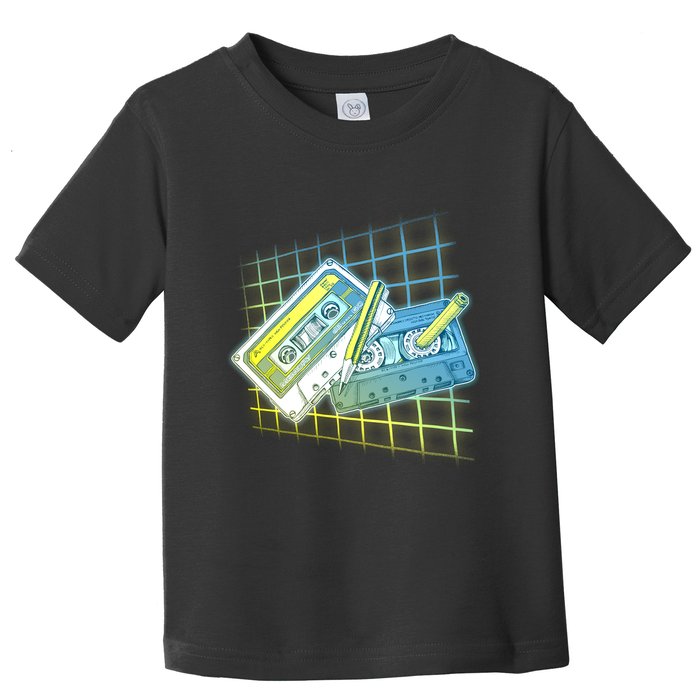 Retro 80's Rewind Cassette Tapes Broken Pencil Toddler T-Shirt