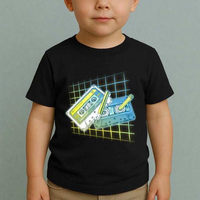 Retro 80's Rewind Cassette Tapes Broken Pencil Toddler T-Shirt