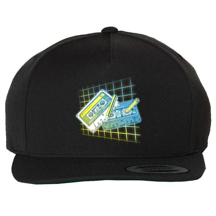 Retro 80's Rewind Cassette Tapes Broken Pencil Wool Snapback Cap