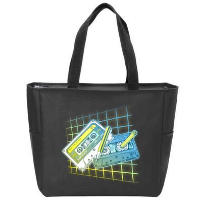 Retro 80's Rewind Cassette Tapes Broken Pencil Zip Tote Bag