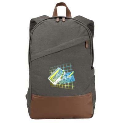 Retro 80's Rewind Cassette Tapes Broken Pencil Cotton Canvas Backpack