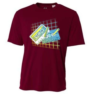 Retro 80's Rewind Cassette Tapes Broken Pencil Cooling Performance Crew T-Shirt