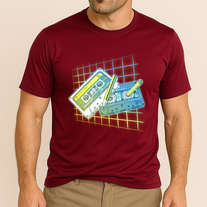 Retro 80's Rewind Cassette Tapes Broken Pencil Performance Shirt
