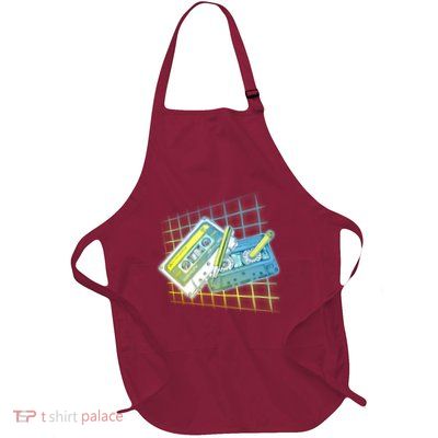 Retro 80's Rewind Cassette Tapes Broken Pencil Full-Length Apron With Pockets