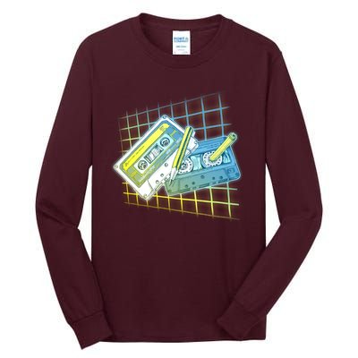 Retro 80's Rewind Cassette Tapes Broken Pencil Tall Long Sleeve T-Shirt