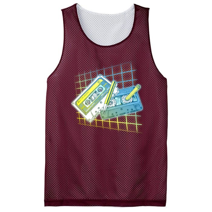 Retro 80's Rewind Cassette Tapes Broken Pencil Mesh Reversible Basketball Jersey Tank