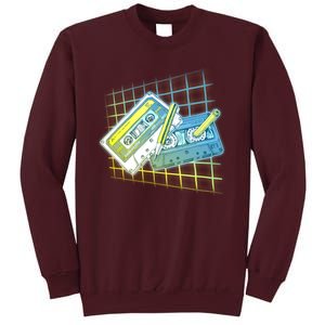 Retro 80's Rewind Cassette Tapes Broken Pencil Tall Sweatshirt