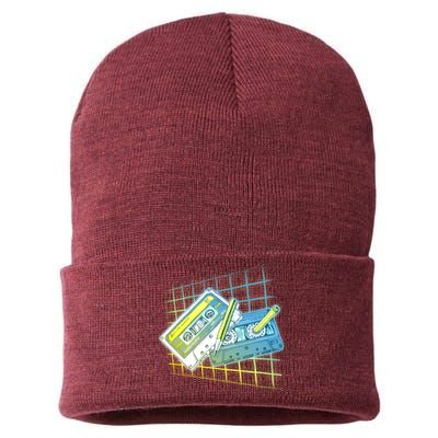 Retro 80's Rewind Cassette Tapes Broken Pencil Sustainable Knit Beanie