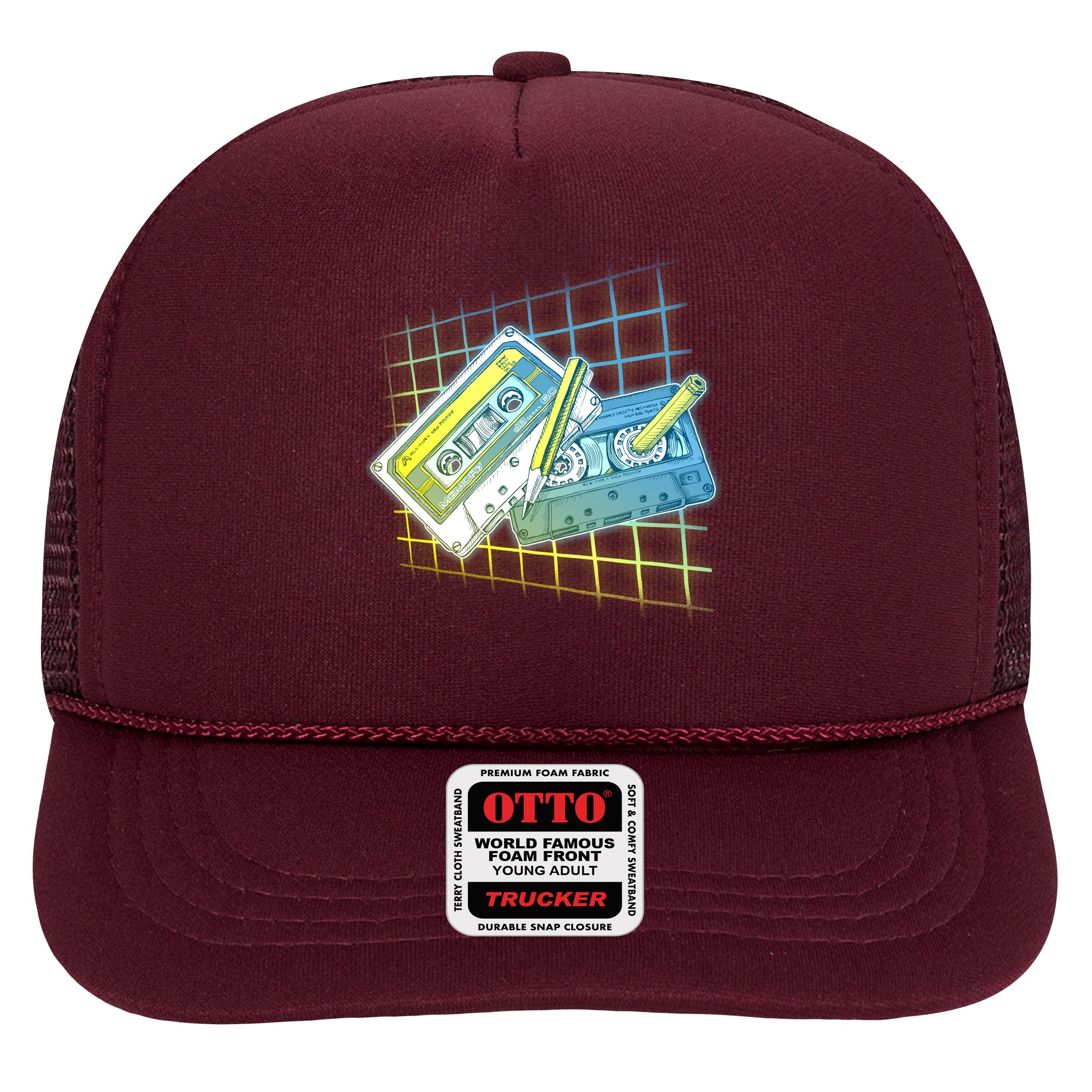 Retro 80's Rewind Cassette Tapes Broken Pencil Hat