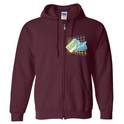 Retro 80's Rewind Cassette Tapes Broken Pencil Full Zip Hoodie