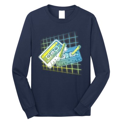 Retro 80's Rewind Cassette Tapes Broken Pencil Long Sleeve Shirt