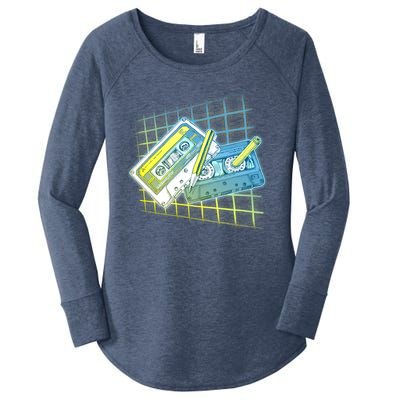 Retro 80's Rewind Cassette Tapes Broken Pencil Women's Perfect Tri Tunic Long Sleeve Shirt