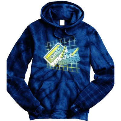 Retro 80's Rewind Cassette Tapes Broken Pencil Tie Dye Hoodie