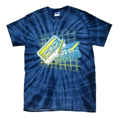 Retro 80's Rewind Cassette Tapes Broken Pencil Tie-Dye T-Shirt