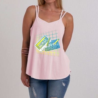 Retro 80's Rewind Cassette Tapes Broken Pencil Women's Strappy Tank