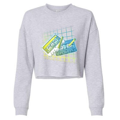 Retro 80's Rewind Cassette Tapes Broken Pencil Cropped Pullover Crew