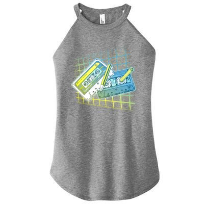 Retro 80's Rewind Cassette Tapes Broken Pencil Women’s Perfect Tri Rocker Tank