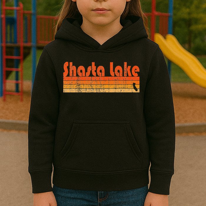Retro 80s Style Shasta Lake Ca Kids Hoodie