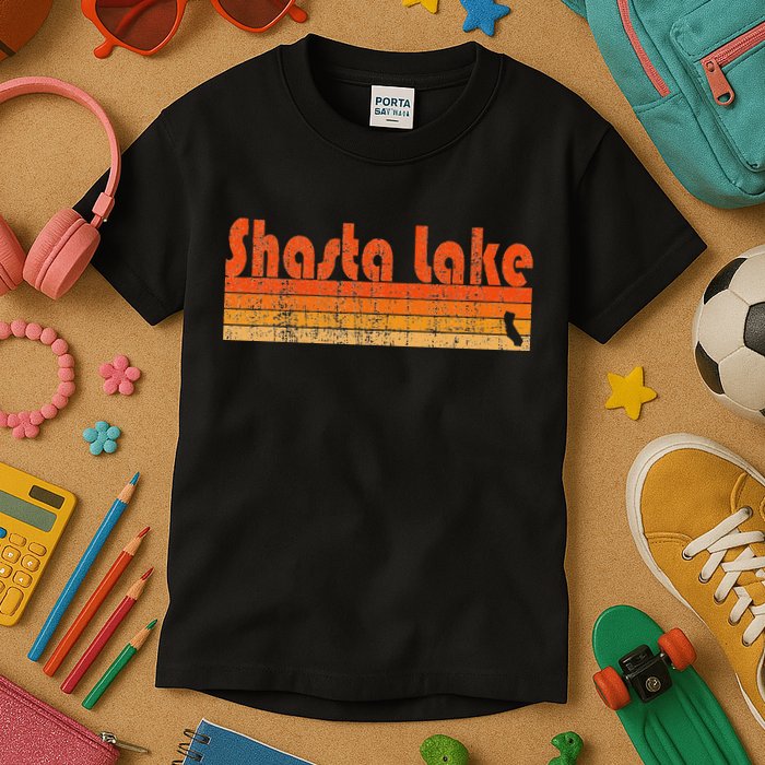 Retro 80s Style Shasta Lake Ca Kids T-Shirt