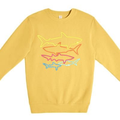 Retro 80s Shark Clothes Shark Party Premium Crewneck Sweatshirt