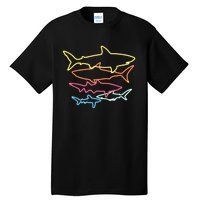 Retro 80s Shark Clothes Shark Party Tall T-Shirt