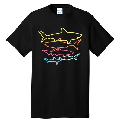 Retro 80s Shark Clothes Shark Party Tall T-Shirt