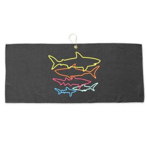 Retro 80s Shark Clothes Shark Party Large Microfiber Waffle Golf Towel