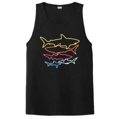 Retro 80s Shark Clothes Shark Party PosiCharge Competitor Tank