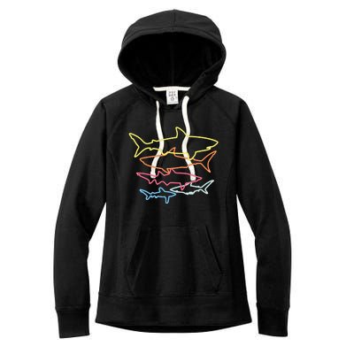 Retro 80s Shark Clothes Shark Party Sharks Women's Fleece Hoodie