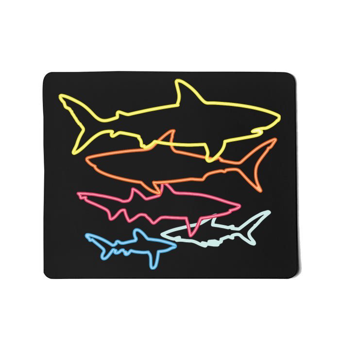 Retro 80s Shark Clothes Shark Party Sharks Mousepad