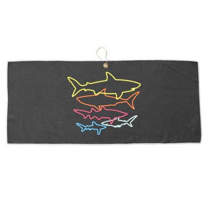 Retro 80s Shark Clothes Shark Party Sharks Large Microfiber Waffle Golf Towel