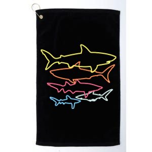 Retro 80s Shark Clothes Shark Party Sharks Platinum Collection Golf Towel