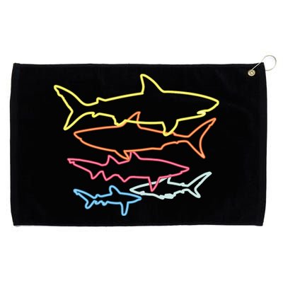 Retro 80s Shark Clothes Shark Party Sharks Grommeted Golf Towel