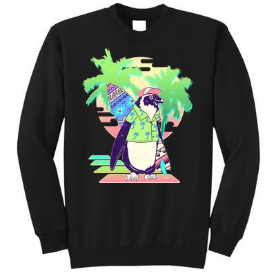 Retro 80's Tropical Surfer Penguin Sweatshirt