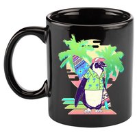 Retro 80's Tropical Surfer Penguin 11oz C Handle Ceramic Mug