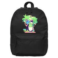 Retro 80's Tropical Surfer Penguin 16 in Basic Backpack