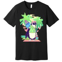 Retro 80's Tropical Surfer Penguin Premium T-Shirt