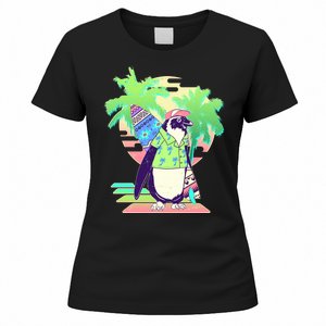 Retro 80's Tropical Surfer Penguin Women's T-Shirt